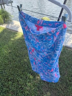 Lilly Pulitzer High-Waist Blue Shorts with Pink Sailboats